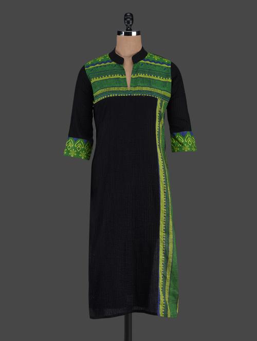 mandarin collar printed cotton kurta - 1098882 - Very Small Image - 1
