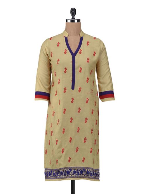 Embroidered Body Mandarin Collar Kurta - 1098916 - Very Small Image - 1