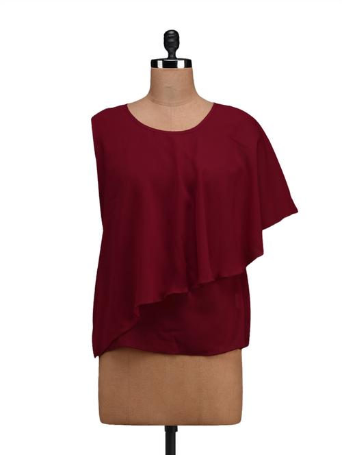 dark red layered georgette top - 1099013 - Very Small Image - 1