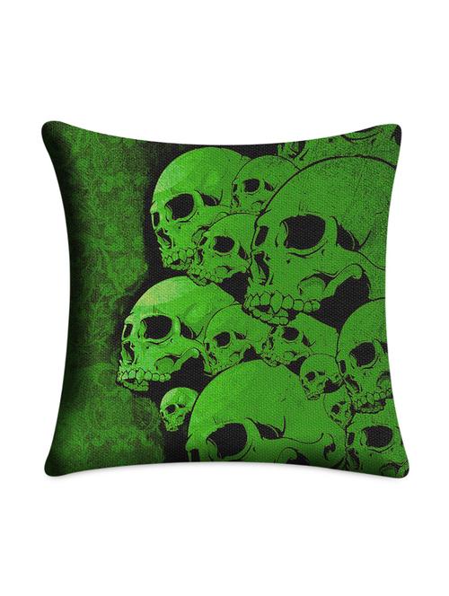 Green Digitally Printed Skull Cushion Cover - 1099484 - Very Small Image - 1