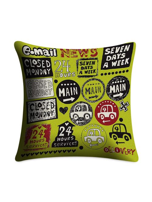 Lime green printed Cushion Cover - 1099486 - Very Small Image - 1