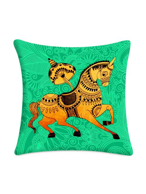 Green Horse Digitally Printed Cushion Cover - 1099543 - Very Small Image - 1