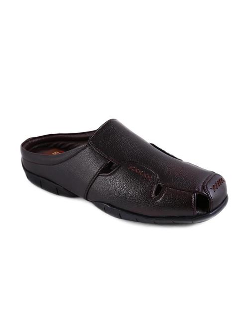 textured brown leatherette sandals - 10995519 - Very Small Image - 1