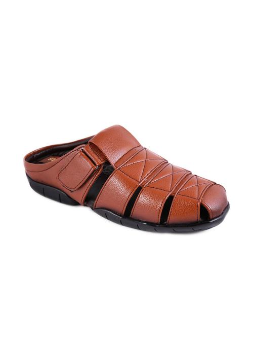 textured tan leatherette sandals - 10995524 - Very Small Image - 1
