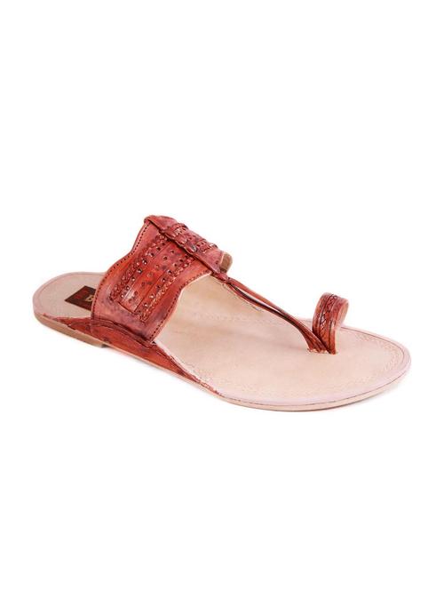 brown leatherette kolhapuri slippers - 10995535 - Very Small Image - 1