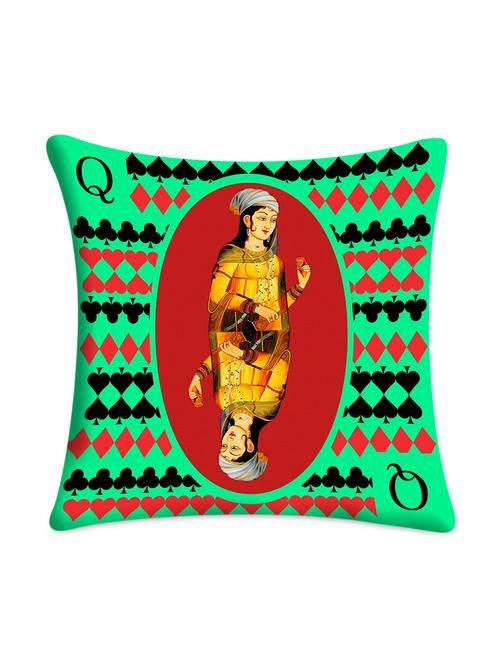 playing Cards Queen Printed Cushion cover - 1099558 - Very Small Image - 1