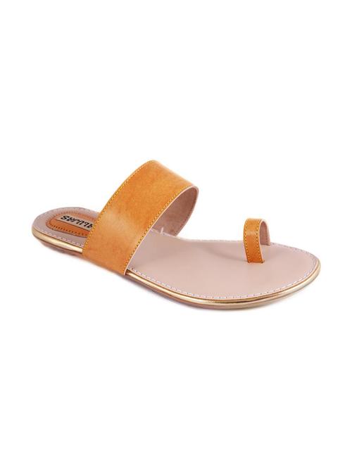 yellow leatherette toe separator flats - 10996975 - Very Small Image - 1