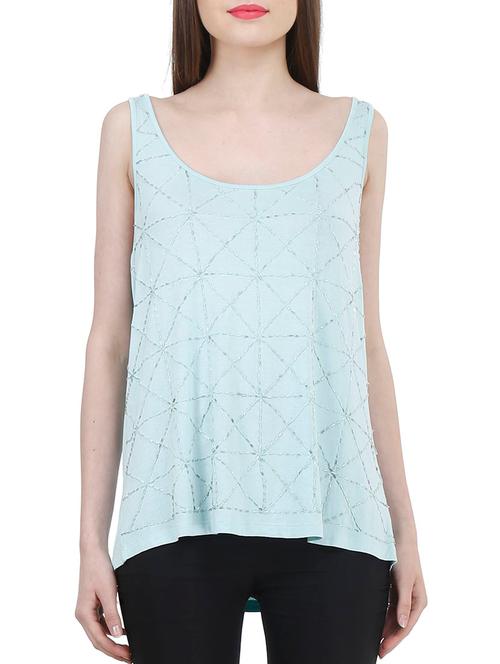 light blue georgette a line top - 10997083 - Very Small Image - 1