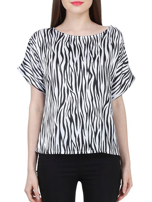black, white crepe regular top - 10997086 - Very Small Image - 1