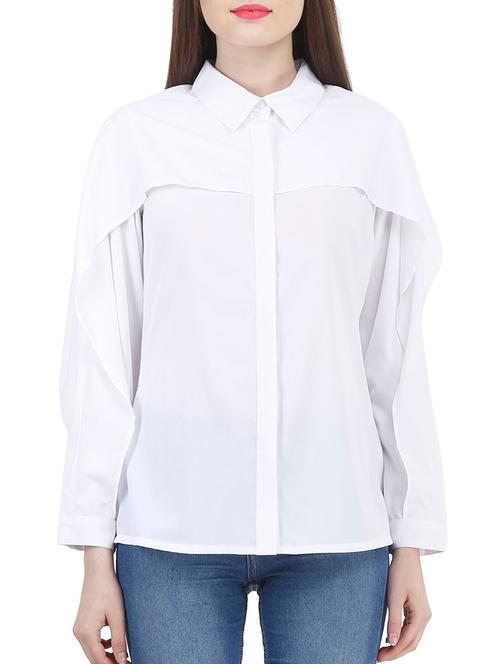 white crepe regular shirt - 10997096 - Very Small Image - 1