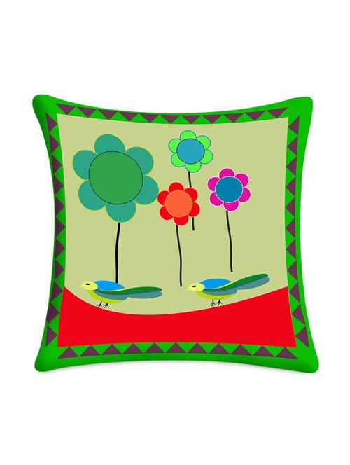 Flower Drawing Printed Cushion Cover - 1100082 - Very Small Image - 1