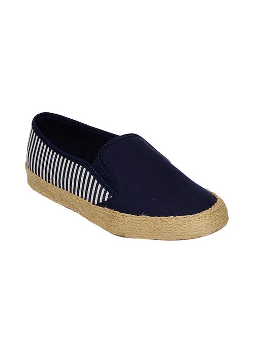 navy blue canvas slip on espadrilles - 11004754 - Very Small Image - 1