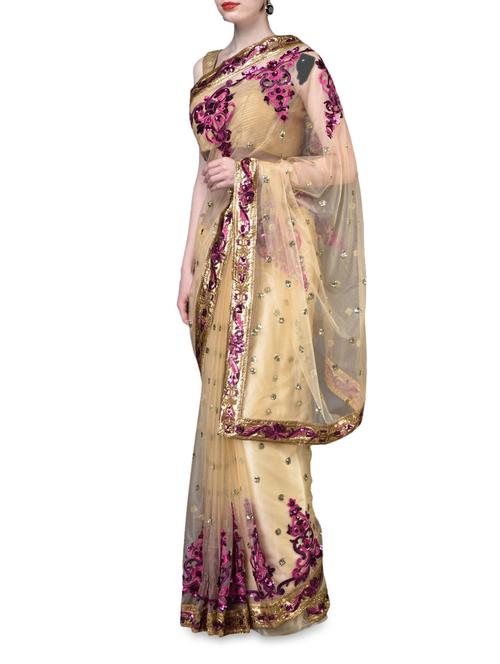 embroidered border sheer net saree - 1101637 - Very Small Image - 1
