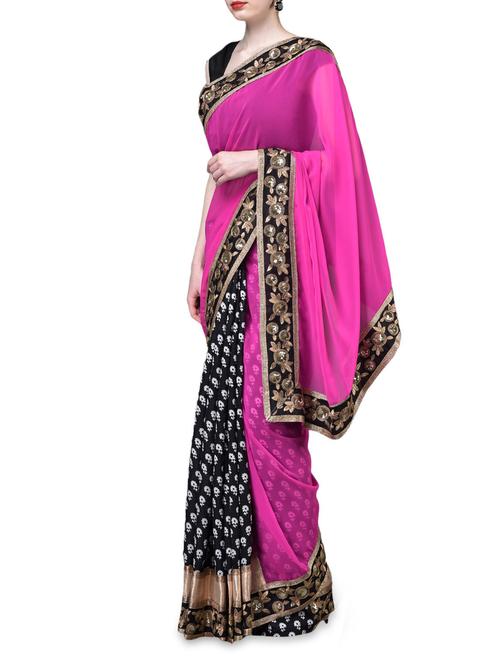 floral inspired embroidered border saree - 1101656 - Very Small Image - 1