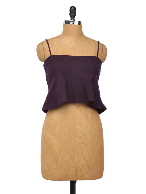 purple viscose peplum crop top - 1101787 - Very Small Image - 1