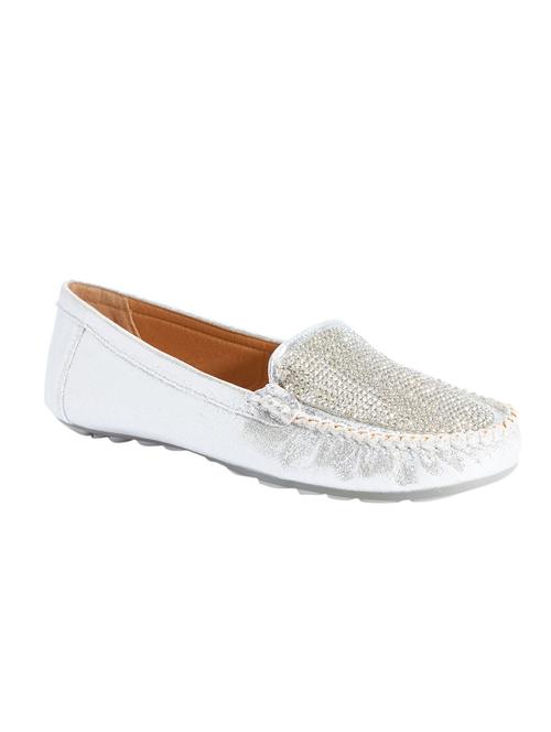 silver faux leather loafers - 11018089 - Very Small Image - 1