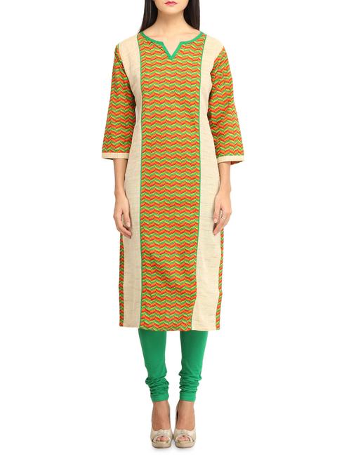 multicolored printed cotton kurta - 1101958 - Very Small Image - 1