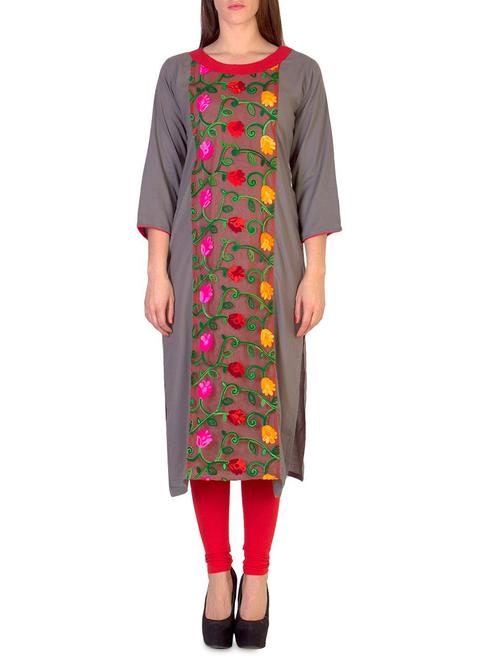 grey georgette printed kurta - 1101976 - Very Small Image - 1
