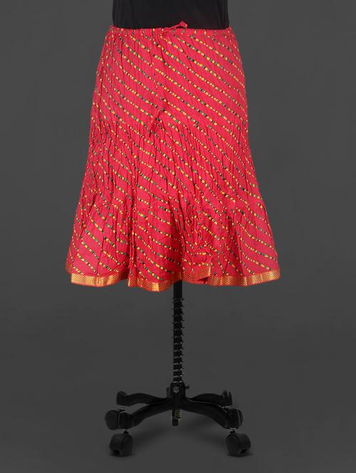 red leheriya print cotton skirt - 1102067 - Very Small Image - 1