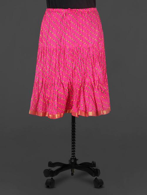 pink leheriya print cotton skirt - 1102069 - Very Small Image - 1