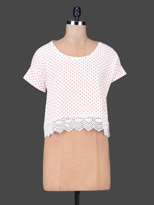 lace border polka printed top - 1102407 - Very Small Image - 1