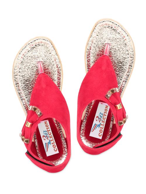 Red Embellished Leatherette Wedges - 1102556 - Very Small Image - 1