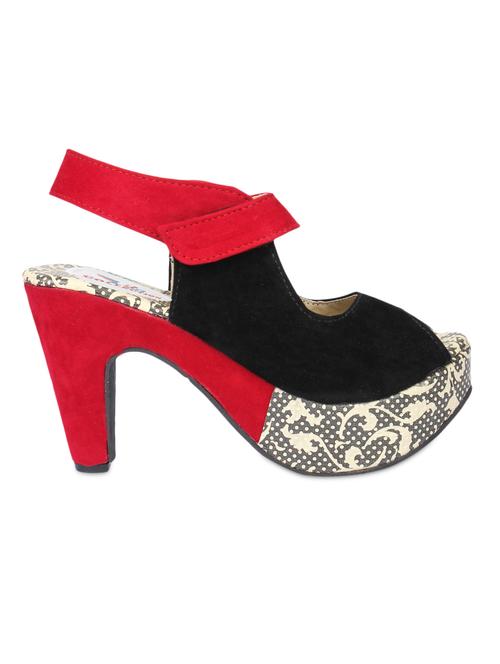 red embellished suede heel - 1102558 - Very Small Image - 1
