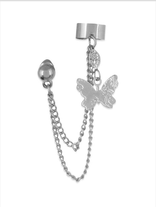 party style diva silver single butterfly ear cuff for single ear - 11028009 - Very Small Image - 1