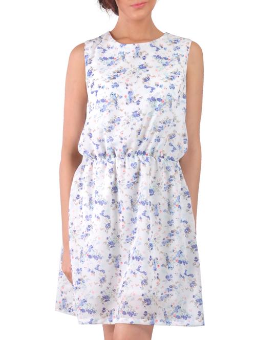 white,blue georgette dress - 11030154 - Very Small Image - 1
