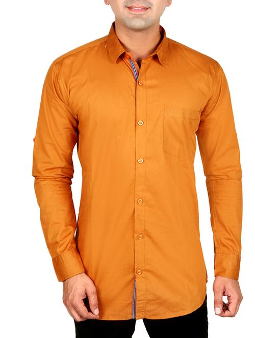 orange cotton casual shirt - 11030301 - Very Small Image - 1