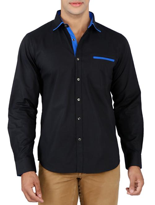 black cotton casual shirt - 11030505 - Very Small Image - 1