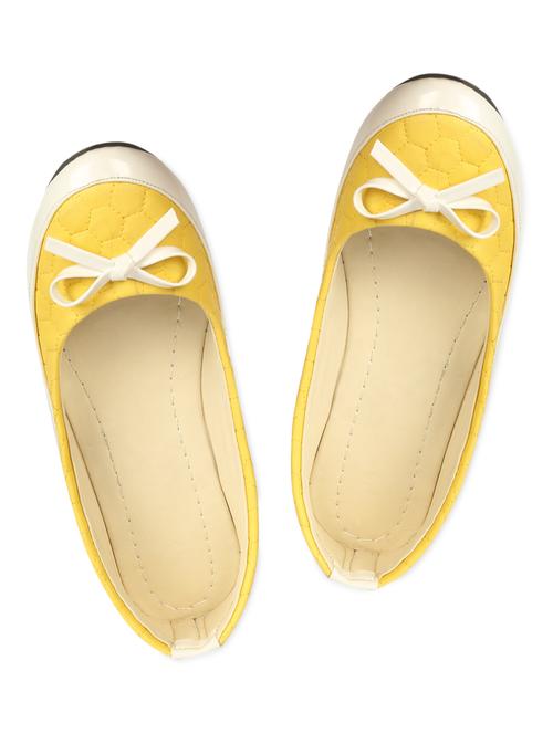 yellow & white colour block ballerinas - 1104521 - Very Small Image - 1