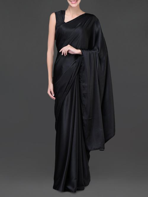 black satin chiffon saree - 1104798 - Very Small Image - 1