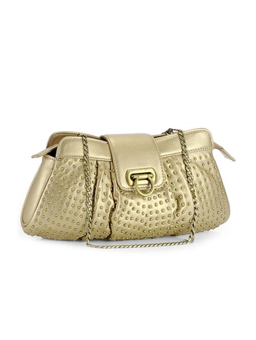 gold leather clutch - 11050790 - Very Small Image - 1