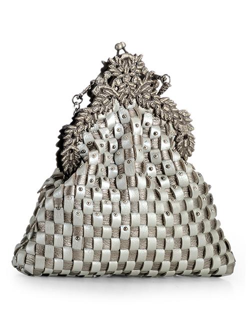 silver leather clutch - 11050795 - Very Small Image - 1