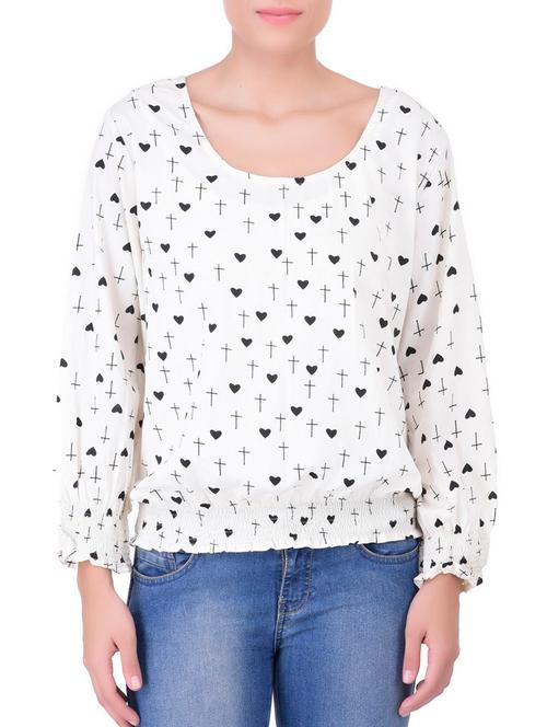 white crepe blouson top - 11062929 - Very Small Image - 1