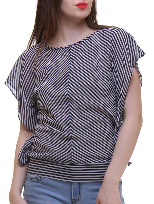 diagonal striped kaftan sleeved top - 11065291 - Very Small Image - 1