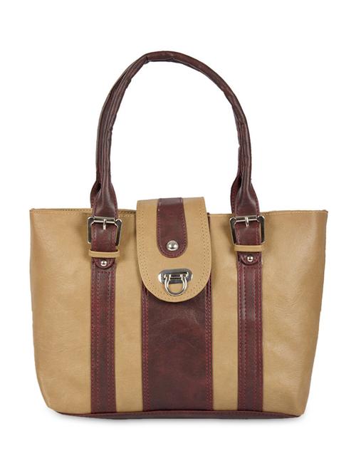 beige & brown artificial leather handbag - 1106965 - Very Small Image - 1
