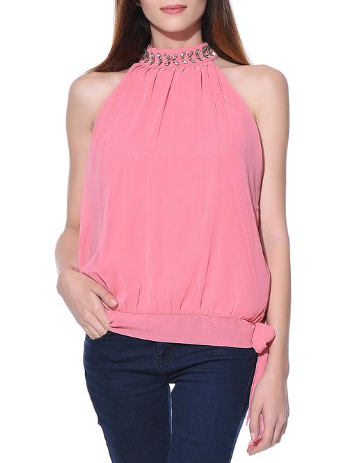 pink embellished georgette top - 11070018 - Very Small Image - 1