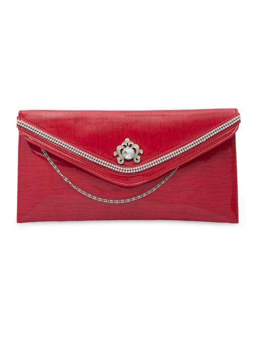 pearl bead embellished glossy red clutch - 1107028 - Very Small Image - 1