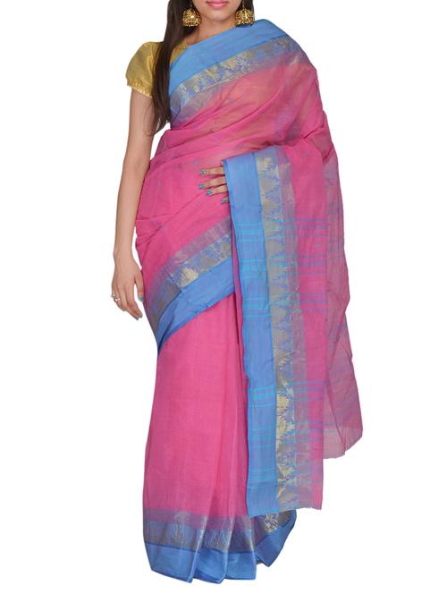 pink cotton saree - 11076971 - Very Small Image - 1