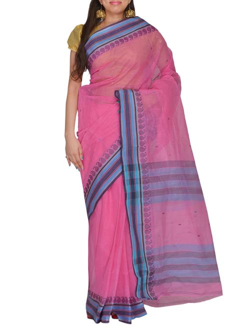 pink cotton saree - 11076987 - Very Small Image - 1