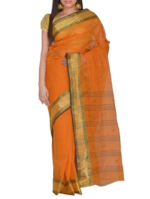 mustered cotton saree - 11076990 - Very Small Image - 1