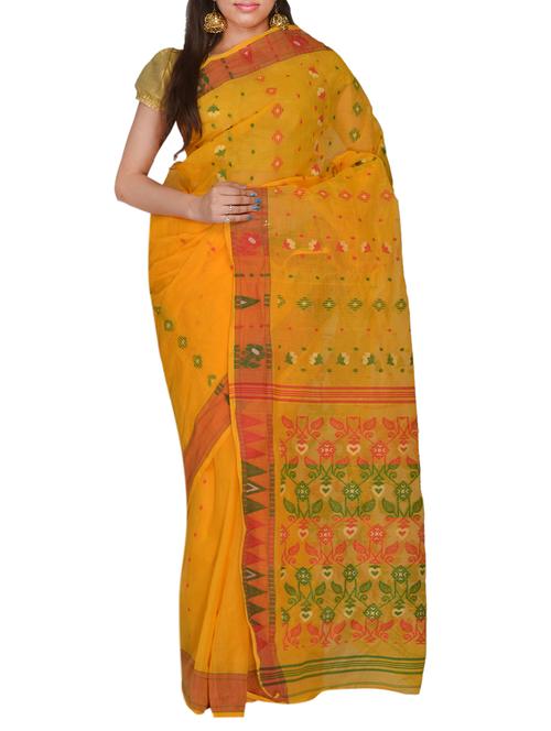 yellow cotton saree - 11077033 - Very Small Image - 1