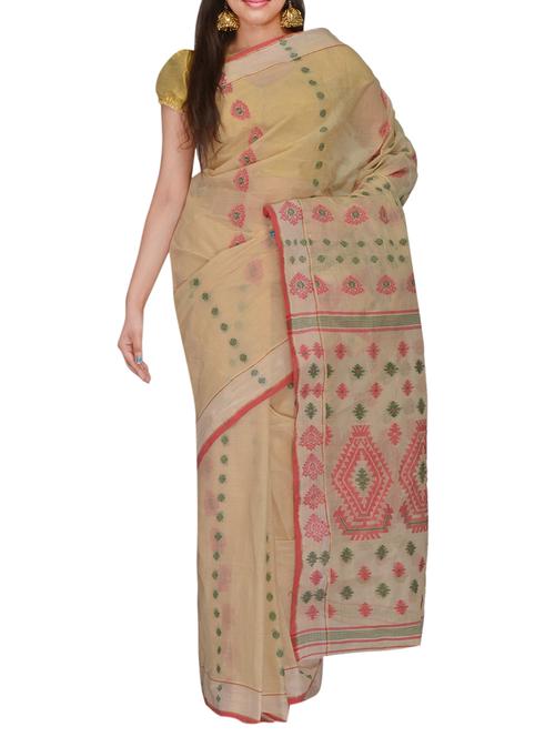 beige cotton saree - 11077044 - Very Small Image - 1