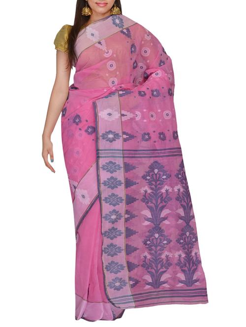 pink cotton saree - 11077049 - Very Small Image - 1