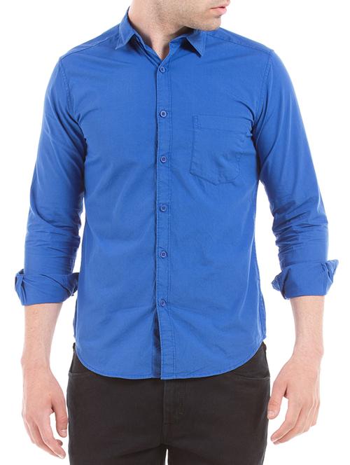 blue cotton casual shirt - 11077537 - Very Small Image - 1