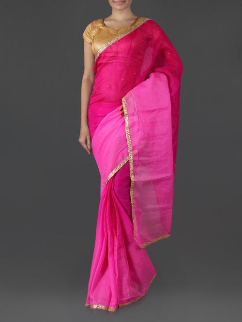 shaded pink embellished super net saree - 1108110 - Very Small Image - 1