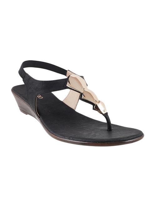 black leatherette wedge - 11082201 - Very Small Image - 1