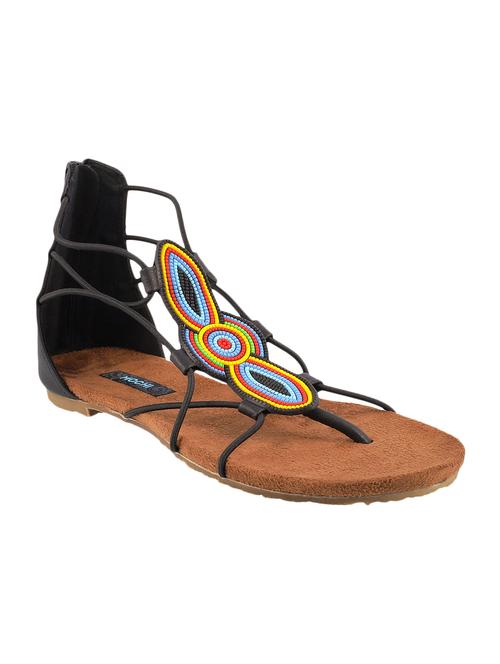 black leatherette toe separator sandals - 11082531 - Very Small Image - 1